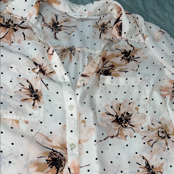 Maurices Peach Floral Polka Dot Blouse - Picture 5 of 9